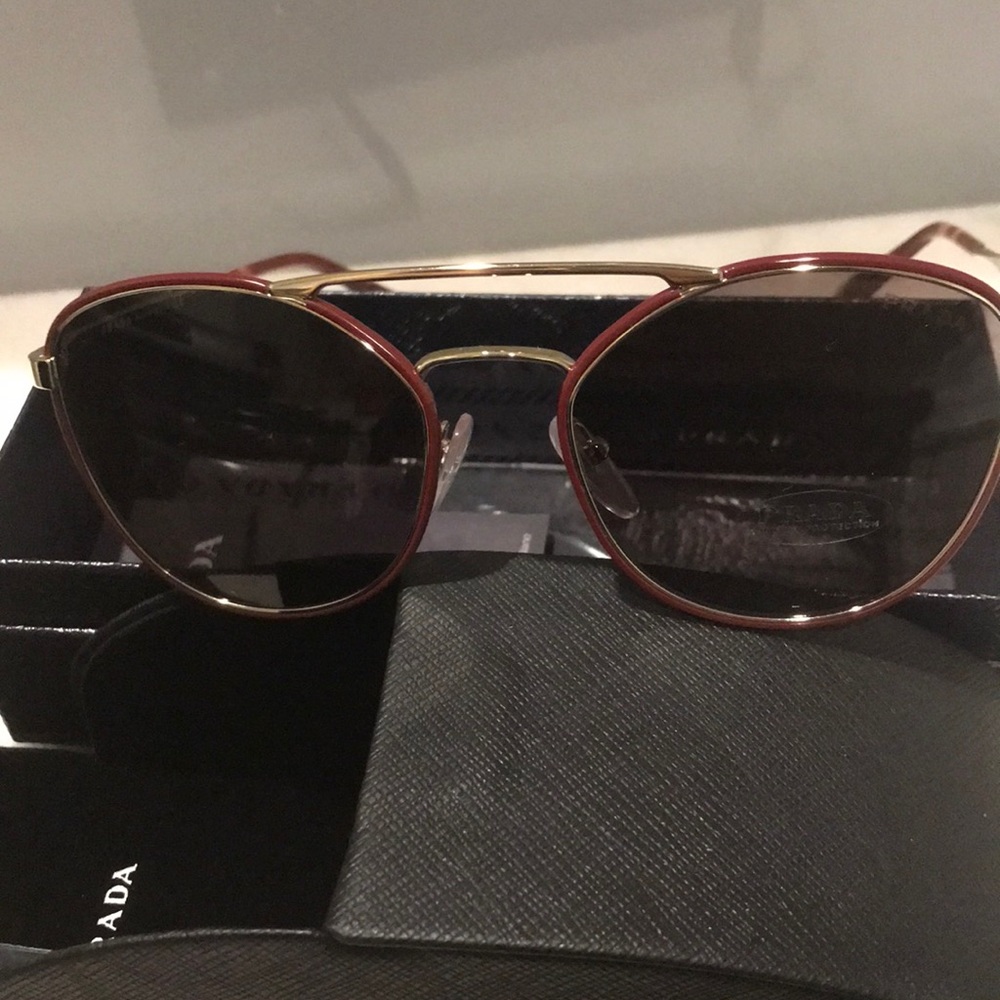 PRADA SPR 63T VIY-6X1 GOLD SUNGLASSES SPR63T 55-19